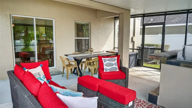 a view of an outdoor space with seating area