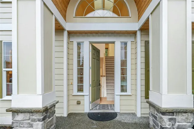 a front view of a house with a outdoor space