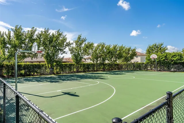 a view of a park with slide