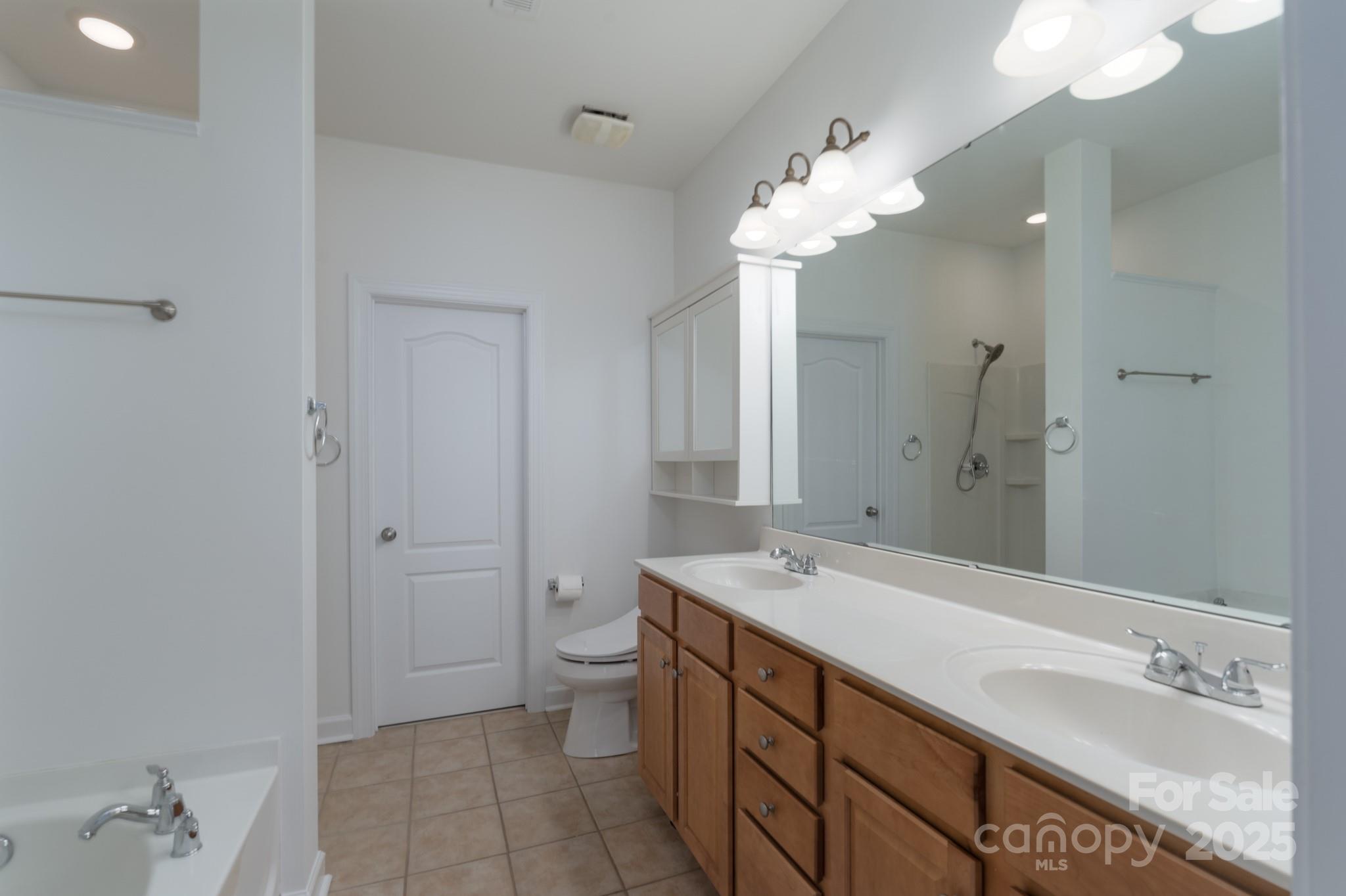 11945 Red Rust Lane Charlotte, NC 28277 - Photo 16 of 41 a spacious bathroom with a granite countertop sink a toilet and shower