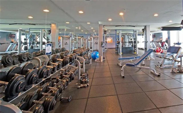 a view of a room with gym equipment