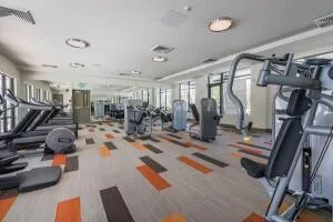 a view of a room with gym equipment