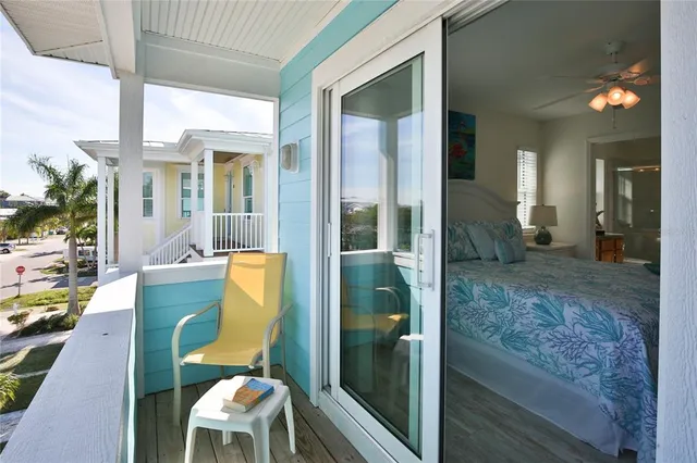 a view of a balcony with city view