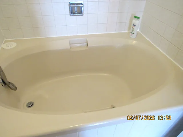 a bathroom with a bathtub