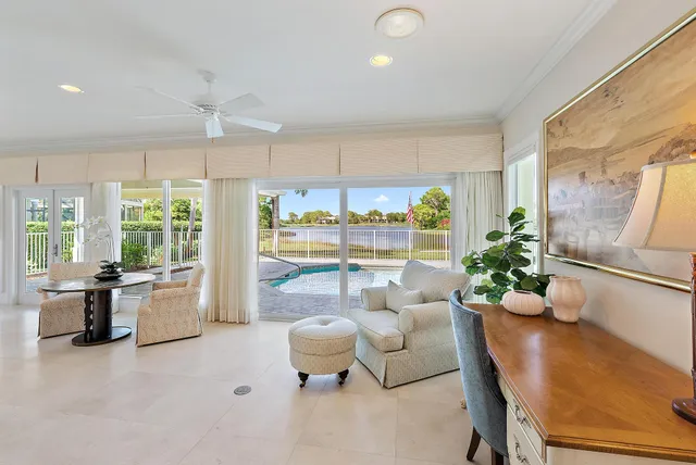 a view of a swimming pool with a patio