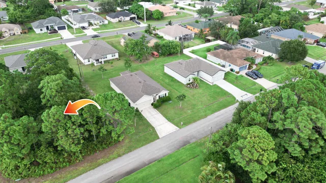 an aerial view of a garden