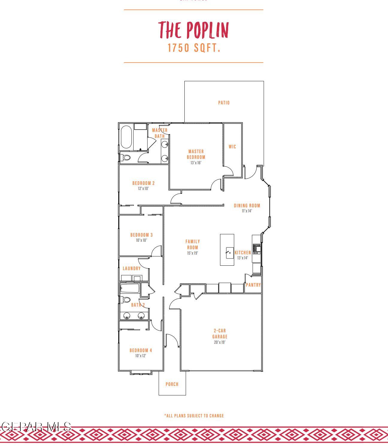 6063 Summer Ridge Street Sunland Park, NM 88008 - Photo 10 of 10 Popplin_Floor Plan_MLS
