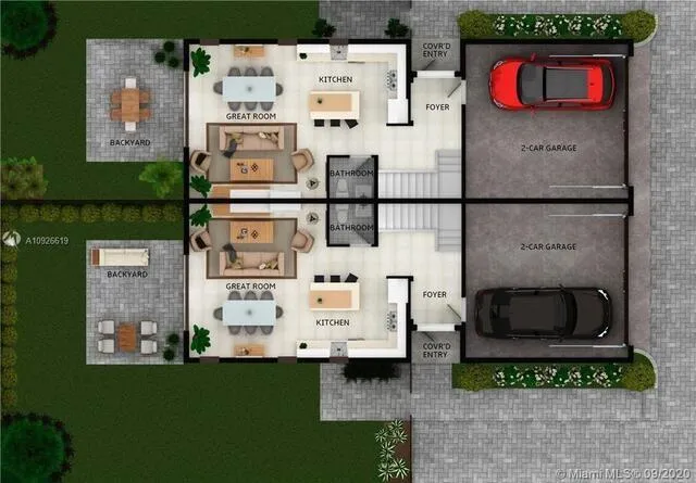 a aerial view of a house with fireplace