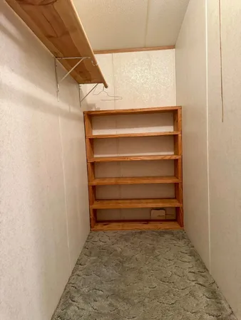 a view of walk in closet with empty racks