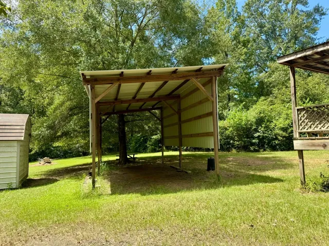 a view of an outdoor space and swimming pool