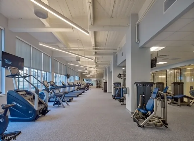 a view of a room with gym equipment