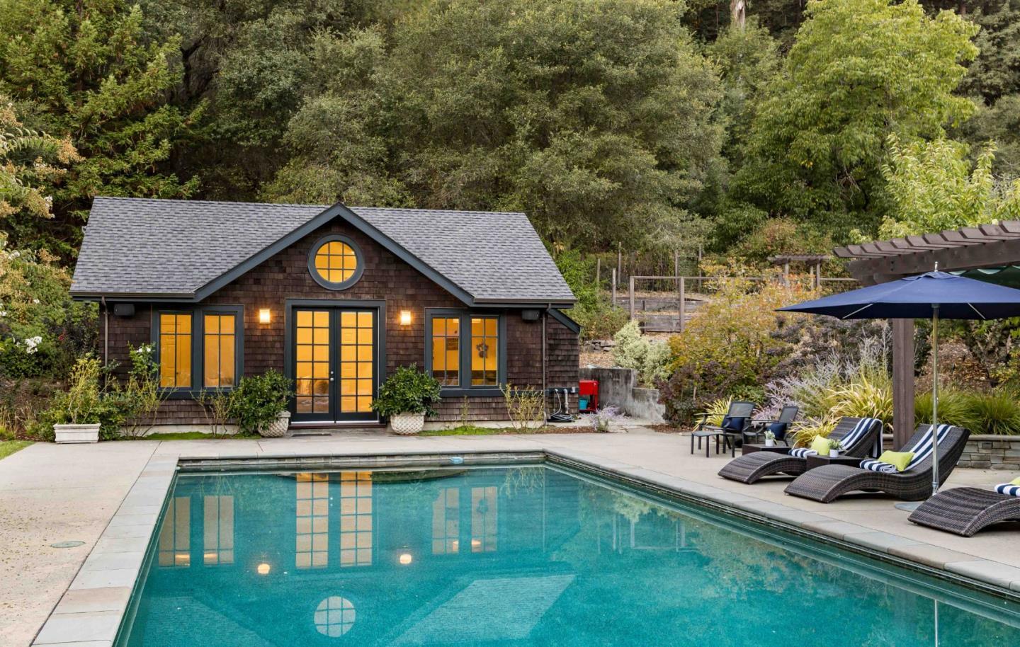 160 Phillip Road Woodside, CA 94062 - Photo 39 of 51 a view of a house with pool and sitting area