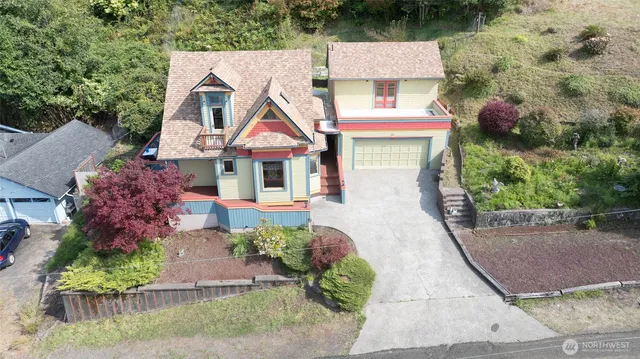 an aerial view of a house