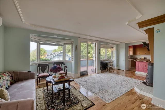 a living room with furniture