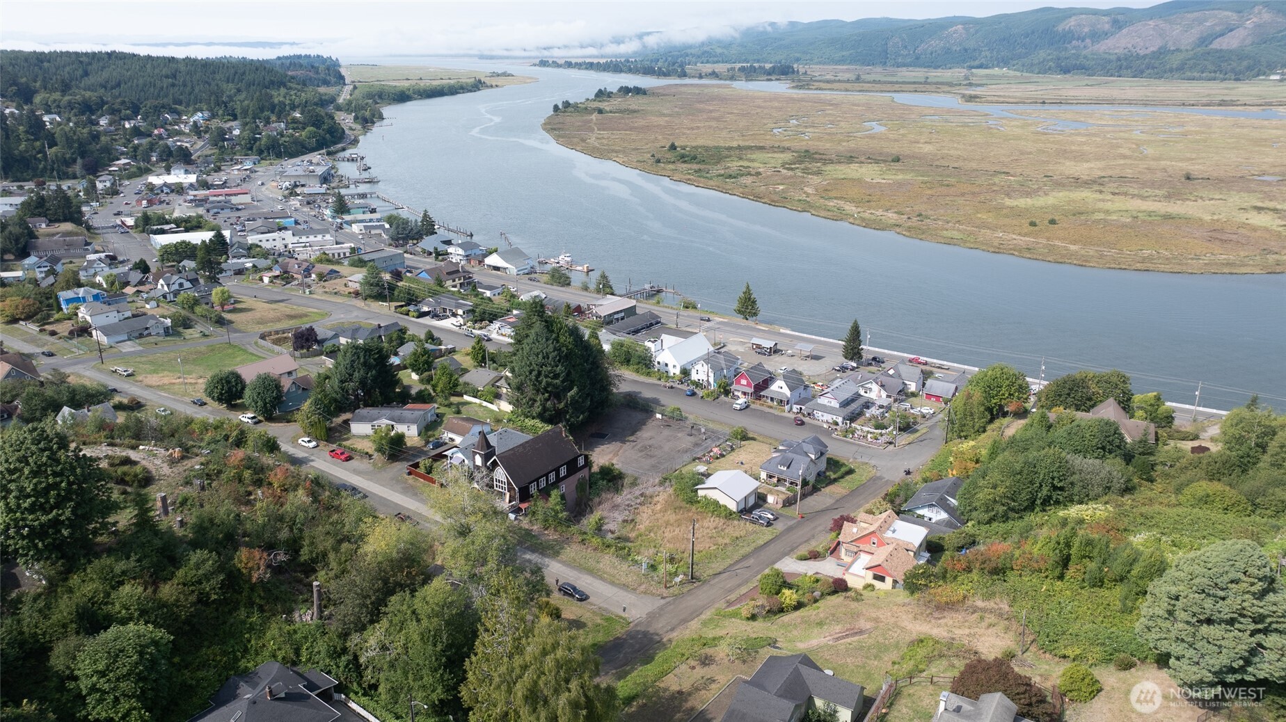 209 Ferry Street South Bend, WA 98586 - Photo 39 of 39 an aerial view of ocean and residential houses with outdoor space