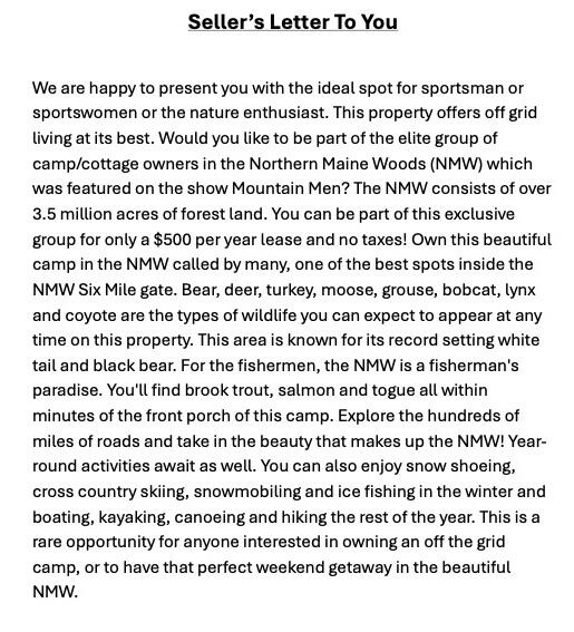 999 Pinkham Road Ashland, ME 04732 - Photo 2 of 60 Camp Letter