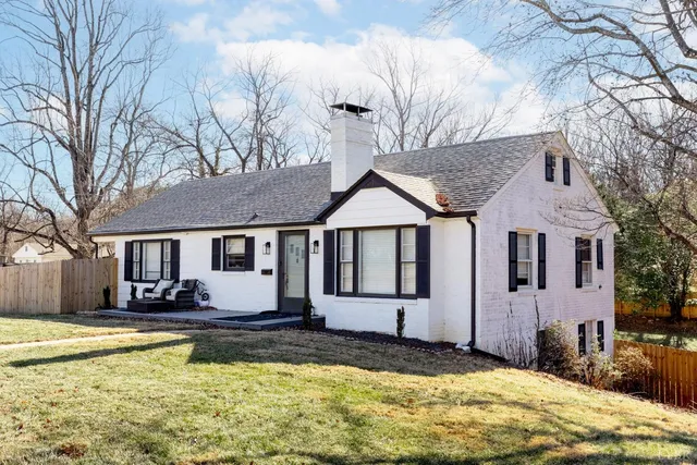 a view of a backyard with couches
