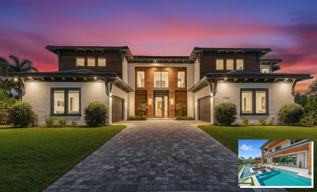 a front view of a house with garden