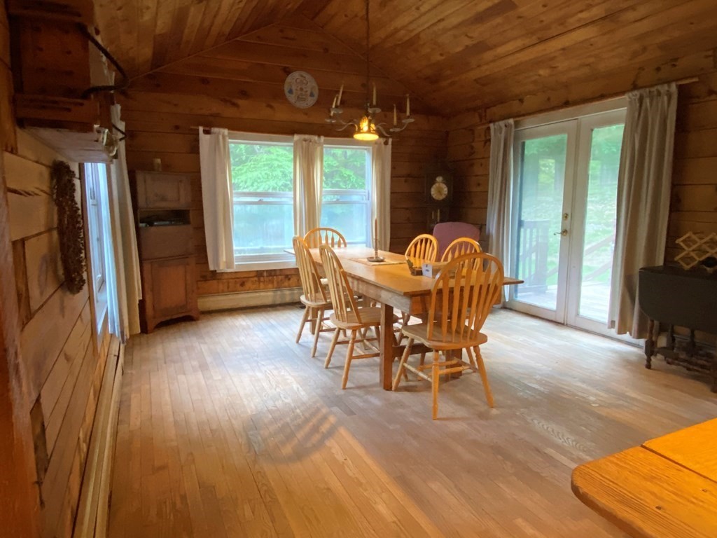 266 Alexander Road Leyden, MA 01337 - Photo 10 of 33 a dining room with furniture floor to ceiling window and wooden floor