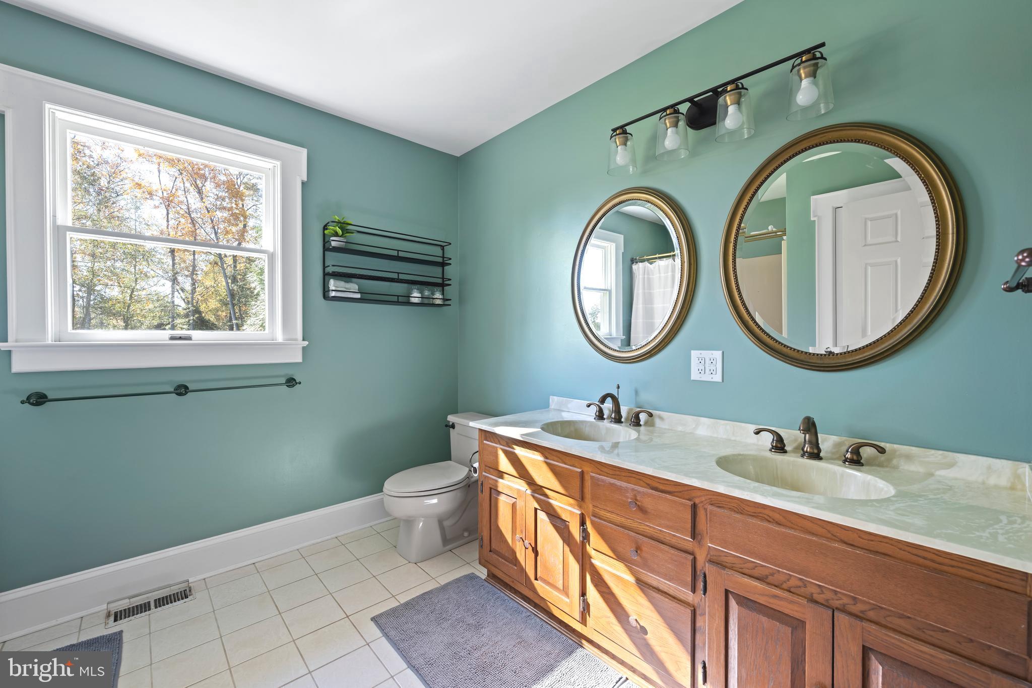 930 Johnson Road Salisbury, MD 21804 - Photo 45 of 69 a bathroom with a granite countertop toilet a sink and a mirror