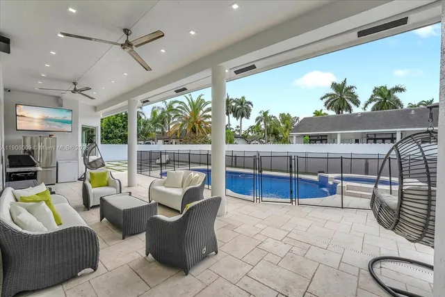 a living room with furniture