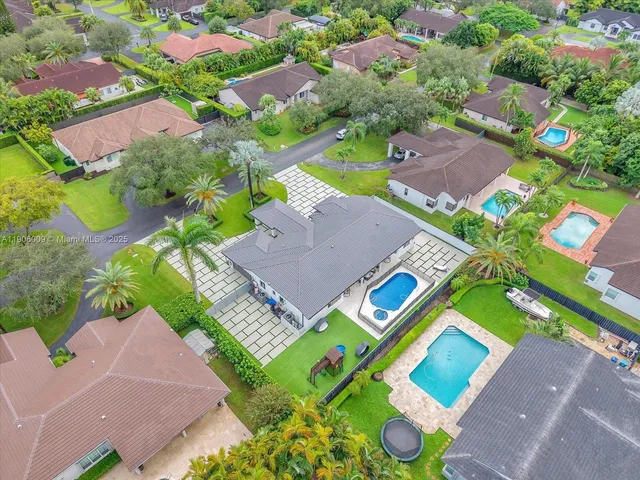 an aerial view of multiple house