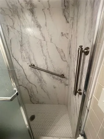a bathroom with a bathtub