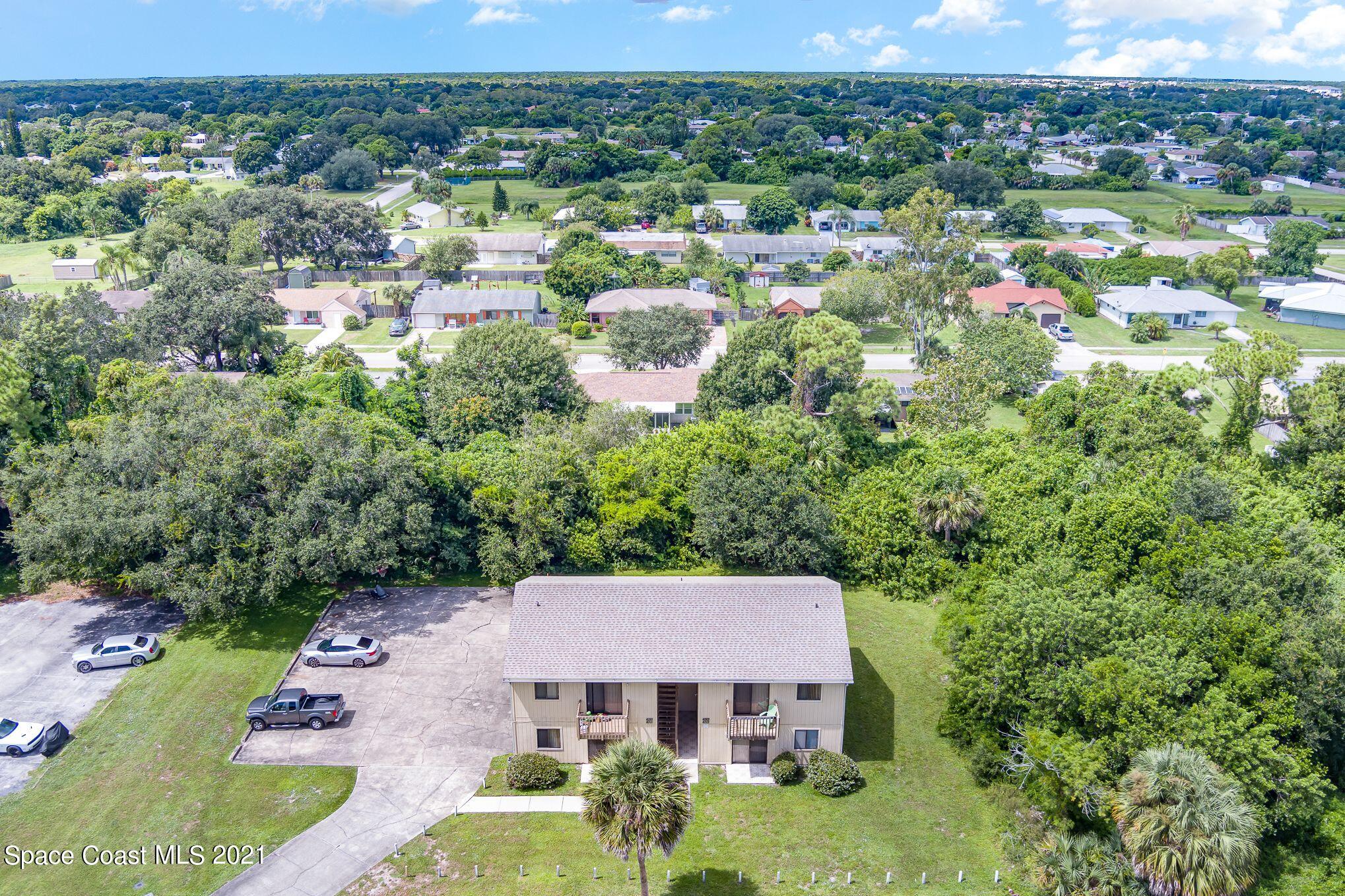 an aerial view of a house