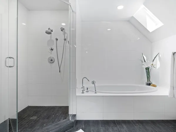 a bathroom with a bathtub
