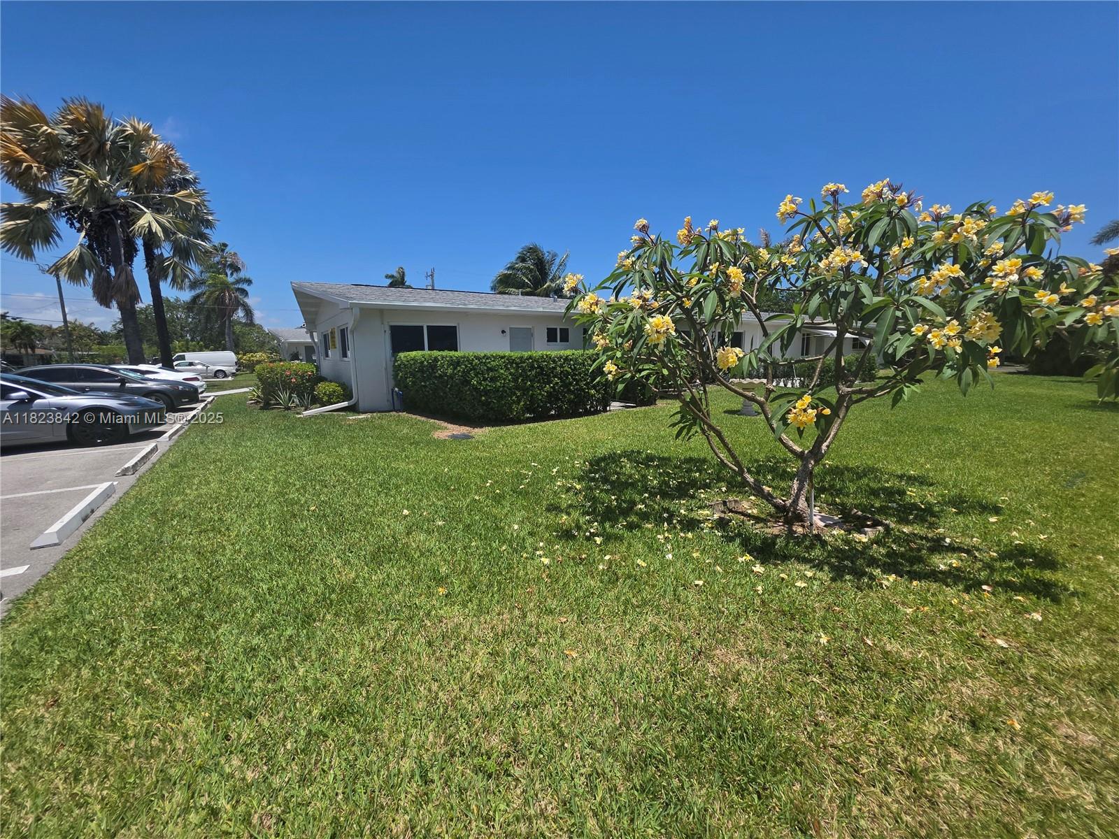 120 Northeast 10th Avenue, Unit 3 Hallandale Beach, FL 33009 - Photo 9 of 11 a view of a house with a big yard and potted plants