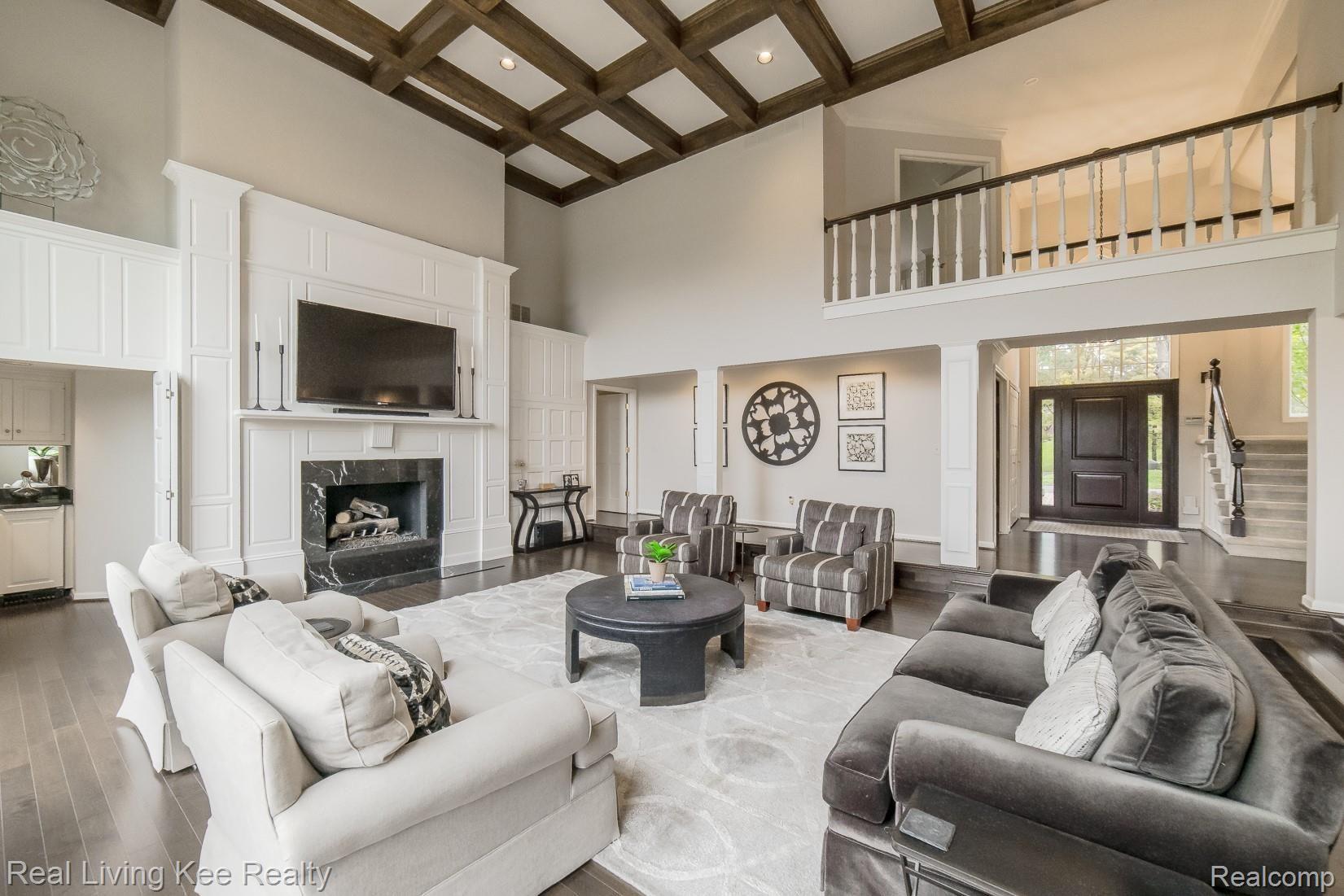 4605 Valley View Point Rochester, MI 48306 - Photo 4 of 54 Coffered Ceiling ~ Gas Fireplace ~ Catwalk