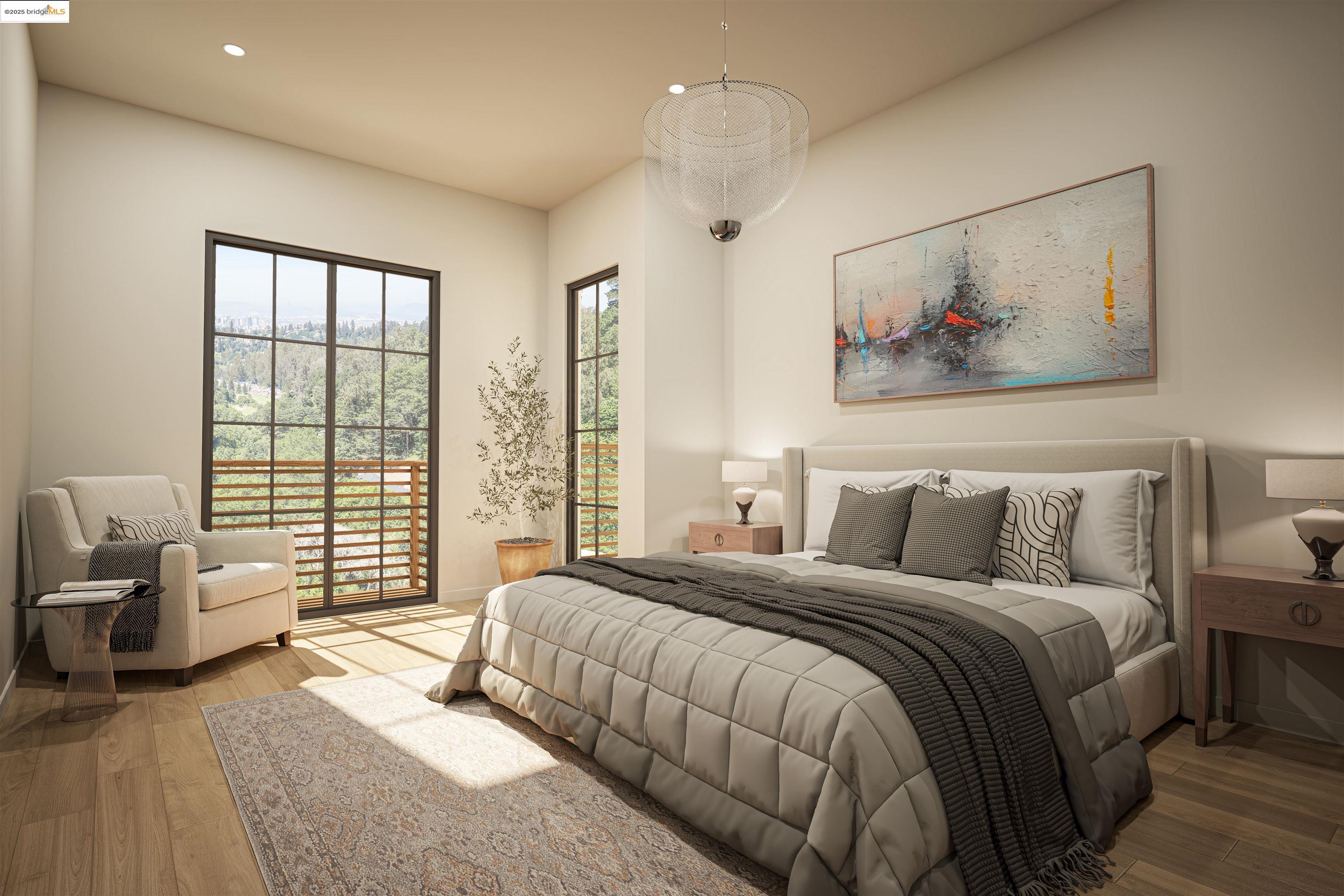 0 Girvin Drive Oakland, CA 94611 - Photo 11 of 30 a spacious bedroom with a large bed and a couch