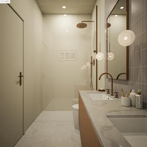a bathroom with a double vanity sink mirror and vanity