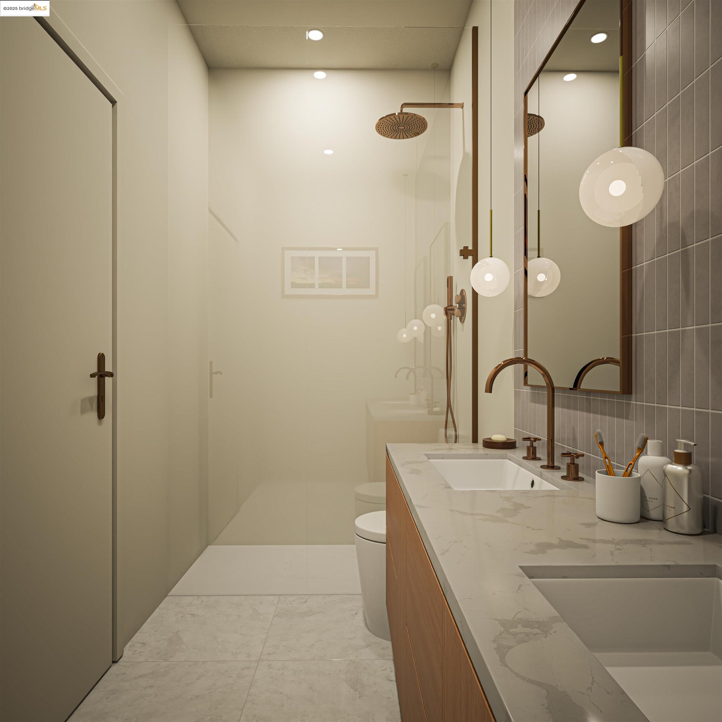 0 Girvin Drive Oakland, CA 94611 - Photo 14 of 30 a bathroom with a double vanity sink mirror and vanity