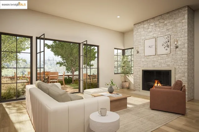 a dining table with chairs and cabinets