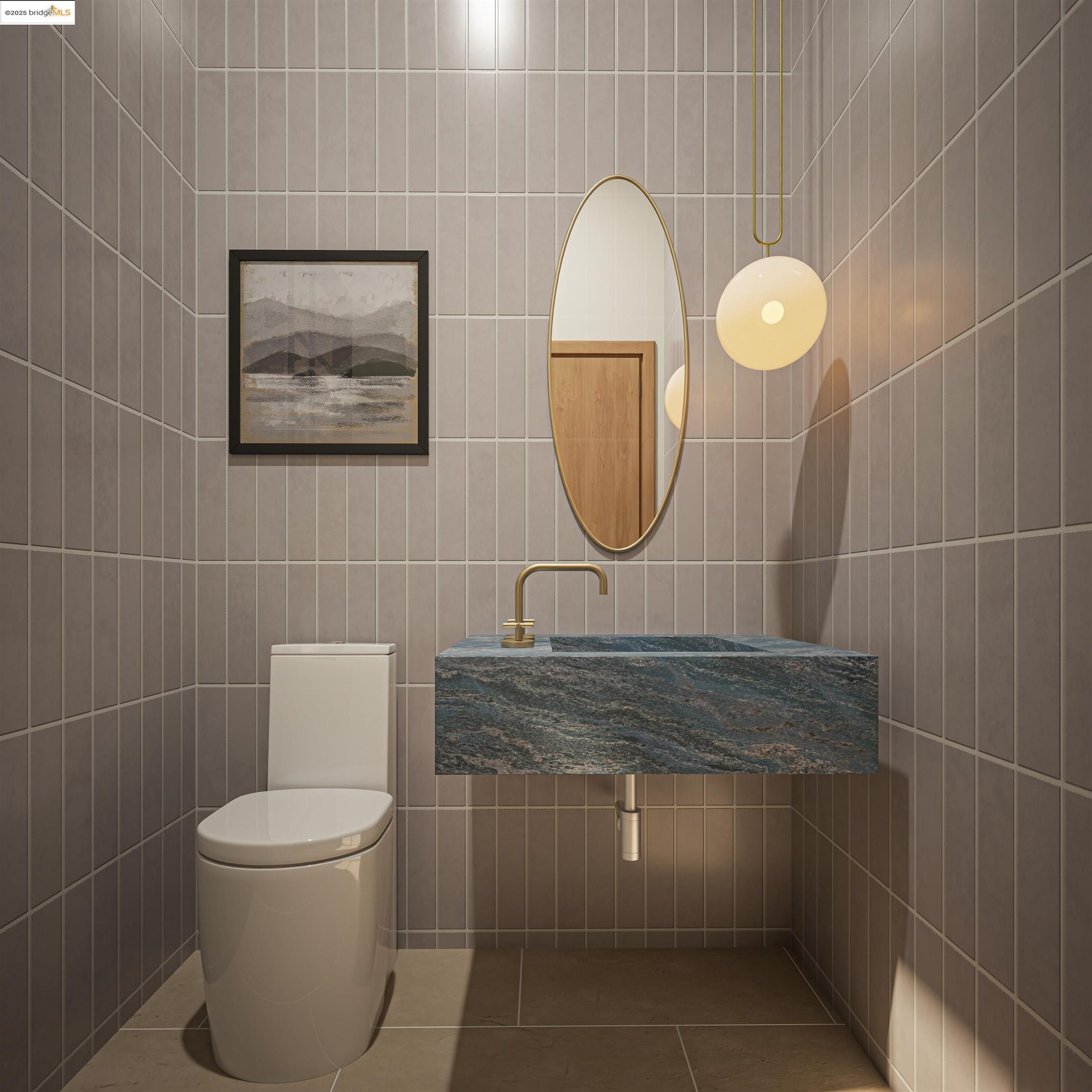 0 Girvin Drive Oakland, CA 94611 - Photo 22 of 30 a bathroom with a toilet a sink and mirror