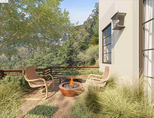 a view of balcony with furniture