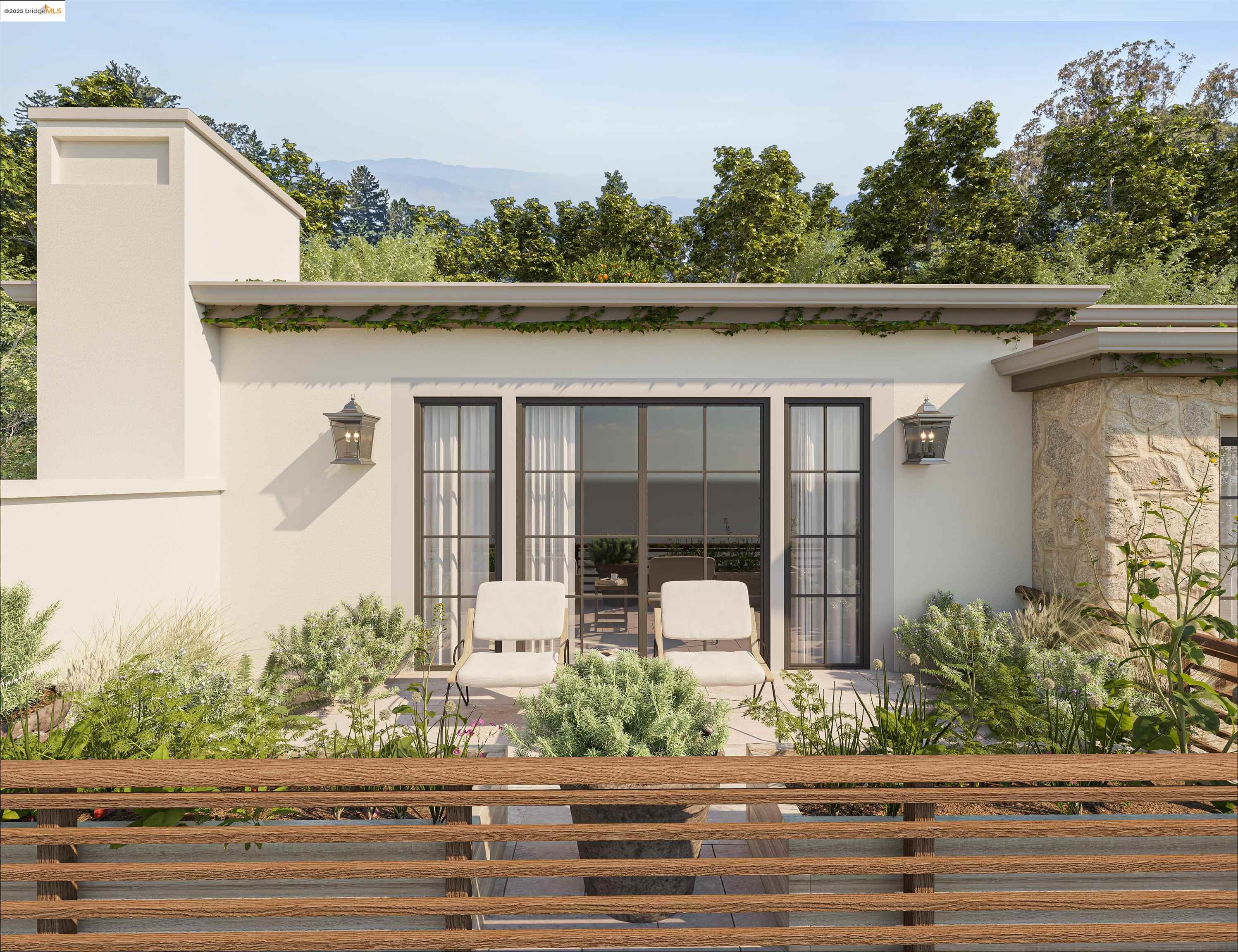 0 Girvin Drive Oakland, CA 94611 - Photo 5 of 30 front view of a house with a fountain and a bench