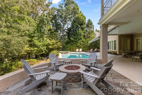 an aerial view of a house with a garden