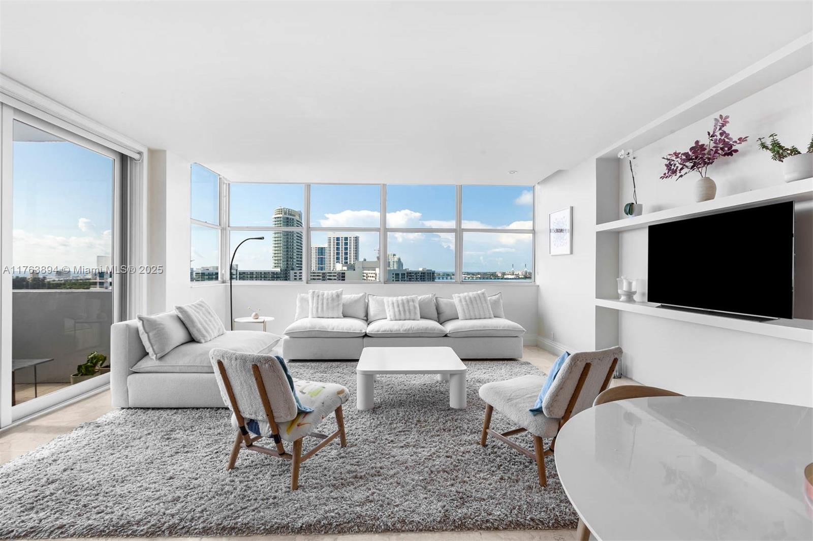20 Island Avenue, Unit 1509 Miami Beach, FL 33139 - Photo 7 of 34 a living room with furniture and a flat screen tv