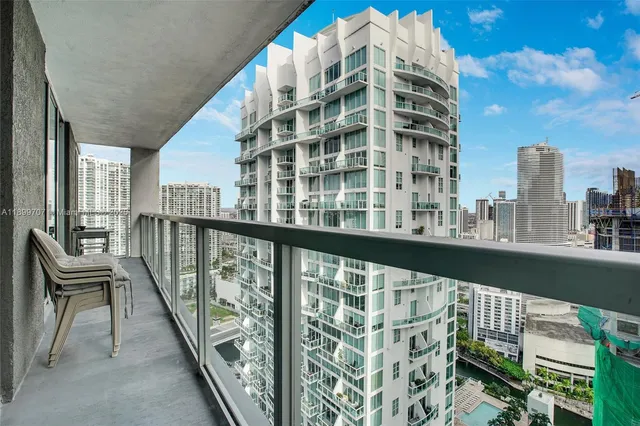a view of building from balcony