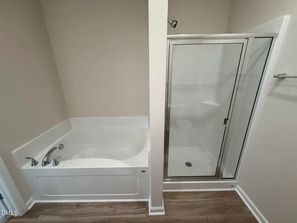 a bathroom with a bathtub