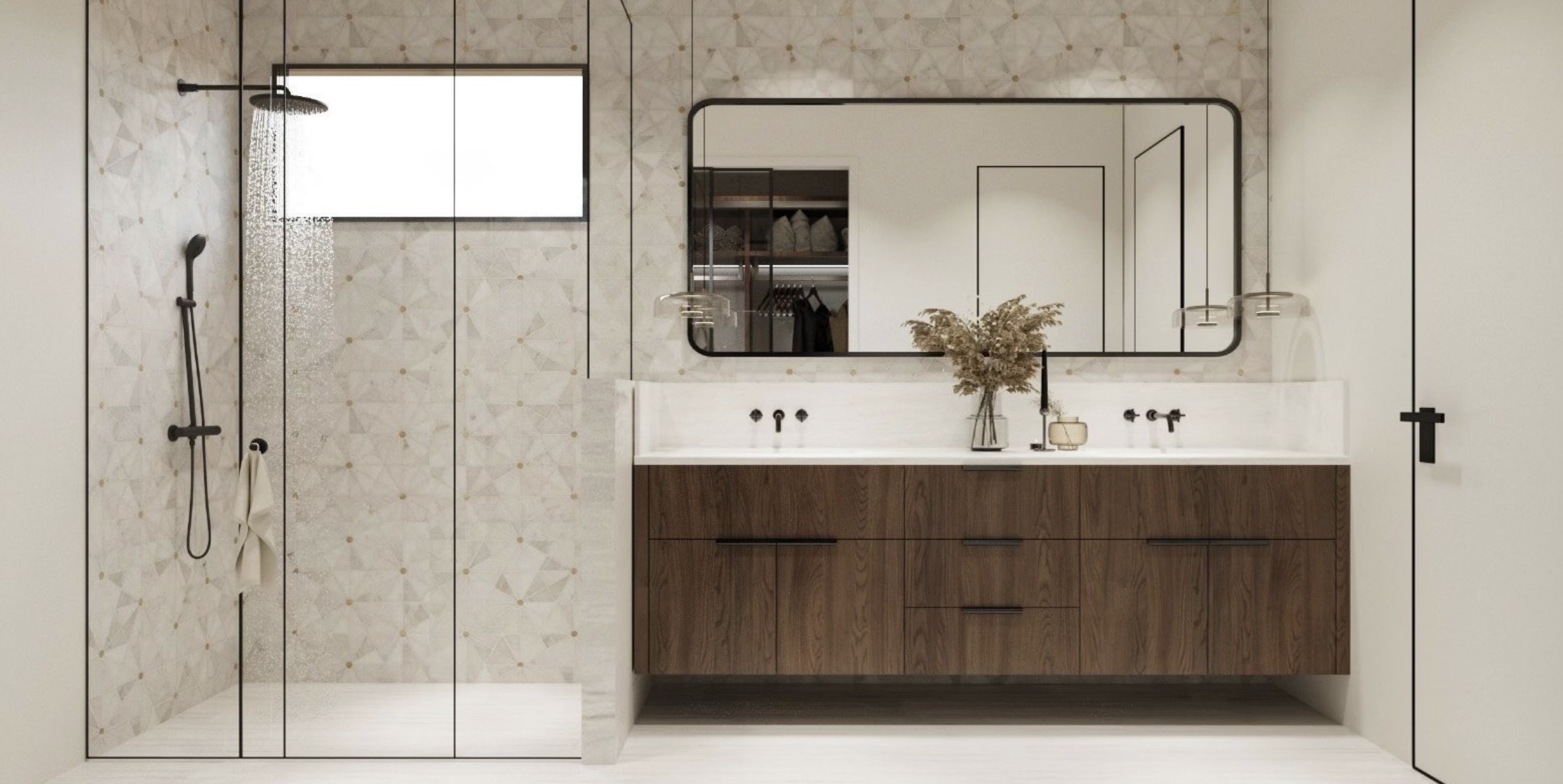 1610 Harvey Street, Unit B Austin, TX 78702 - Photo 4 of 6 Bathroom with double vanity and a marble finish shower