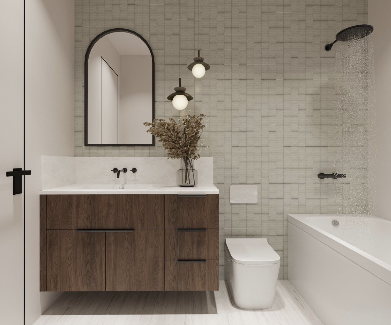 1610 Harvey Street, Unit B Austin, TX 78702 - Photo 6 of 6 Full bath with tile walls, vanity, and tub / shower combination