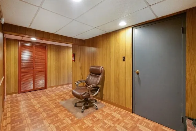 a view of a hallway with workspace