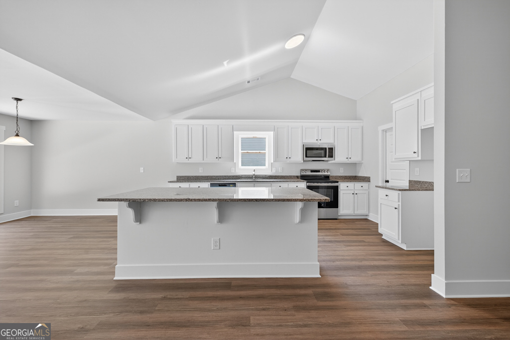 373 Liberty Hill Road, Unit 19 Hartwell, GA 30643 - Photo 12 of 31 a kitchen with stainless steel appliances granite countertop a stove top oven a sink dishwasher and a refrigerator with wooden floor
