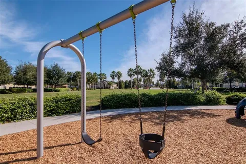 a view of a park with slide