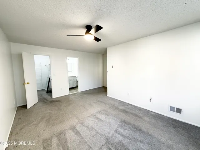 a view of a big room with closet and windows