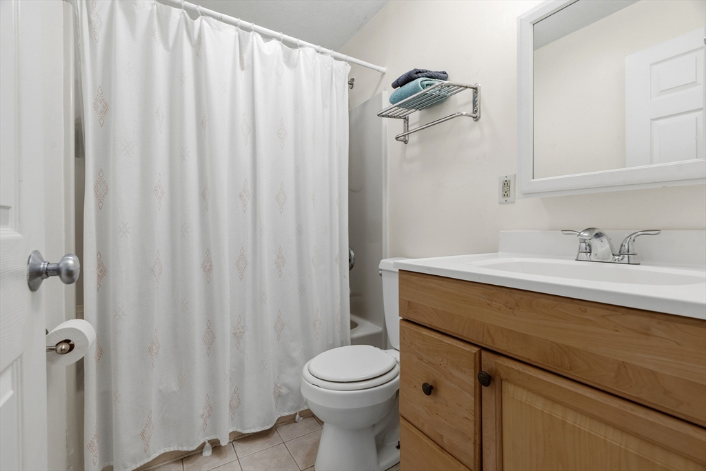 45 Lawn Street Boston, MA 02120 - Photo 11 of 22 a bathroom with a sink a toilet and shower curtain