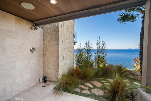a view of bathroom with shower and plants